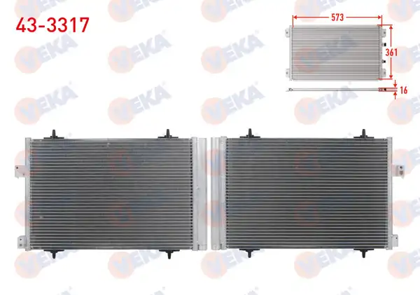 VEKA 43-3317 | Klima Radyatörü Peugeot 508 I 2.0 HDI 163Hp 2.0 Bluehdı 180Hp 2010-2018 / 407 2.0 HDI 136Hp, 163Hp 2009-2011 / Citroen C5 III (X7) 2.0 HDI 138Hp, 163Hp 2008-2012