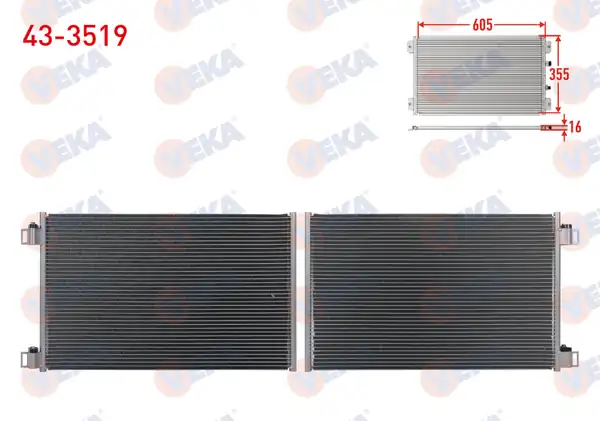 VEKA 43-3519 | Klima Radyatörü Renault Kangoo (Kw0 / 1) 1.5 DCI 2008 -