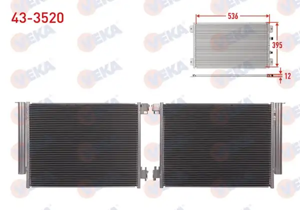 VEKA 43-3520 | Klima Radyatörü Renault Clio V, 5.5 1.0 TCE-1.3 TCE-1.5 Bluedcı 2019-2024 / Captur II 1.0 TCE-1.3 TCE-1.5 DCI 2020-/ Nissan Micra V (K14) 1.0 2016-/ Juke (F16) 1.0 2020 -