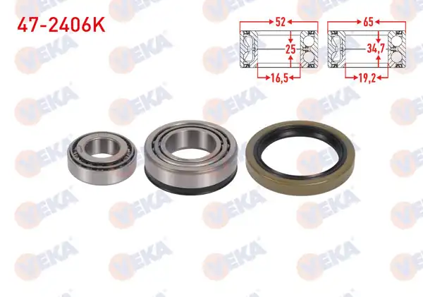 VEKA 47-2406K | On Tekerlek Rulman Kiti Sol-Sağ 65X34,7X19,2 / 52X25x16,5 Kia Besta 2.2 D 1993-2003