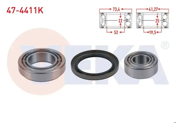 VEKA 47-4411K | On Tekerlek Rulman Kiti Sol-Sağ 41,27-25X19,5-22X73,4-52 Volkswagen Lt 28-35 II 2.5 TDI 1996-2006 / Mercedes Sprinter 1996-2006