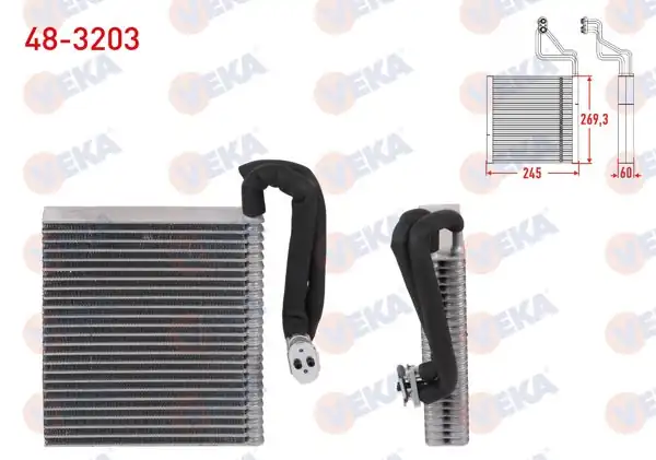 VEKA 48-3203 | Klima Evaporatoru Borulu 269,3X245x60 Opel Vectra C 2003-2008 / Sıgnum 2003-2008 / Saab 9-3 2007-2015 / Fiat Croma 2005-2011