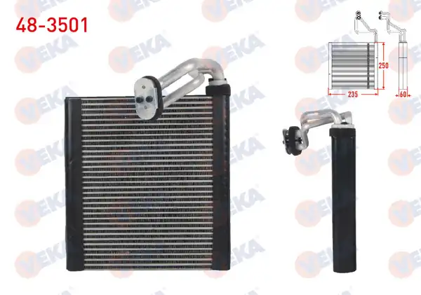 VEKA 48-3501 | Klima Evaporatoru Borulu 250x235x38 Renault Fluence 1 6 16v 1 5 dCi 2011 2016 Megane III 1 6 16v 1 5 dCi 2011 2016
