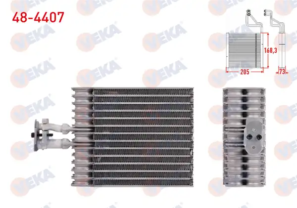 VEKA 48-4407 | Klima Evaporatoru Borulu Arka 205x168 3x73 VW Transporter Caravelle T5 T6 2003 2022 Sharan 2010 2020 Seat Alhambra 2010 2022