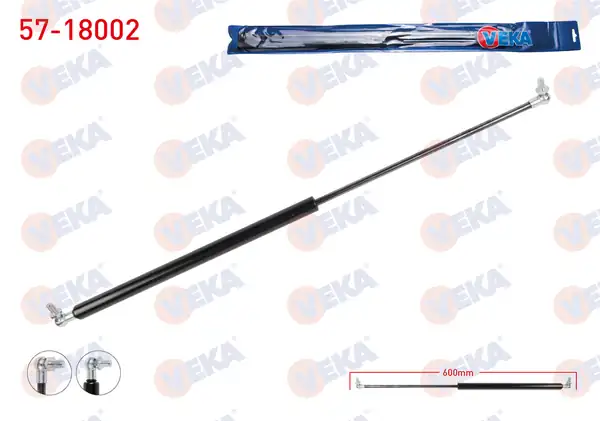 VEKA 57-18002 | Bagaj Amortisörü 600mm 300n Çift Mafsal Fiat Kartal SLX 1993 2002 2 Adet