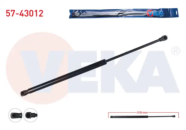 VEKA 57-43012 | Bagaj Amortisörü 518mm / 295N Toyota Aygo 2005-2014 | 2 Adet