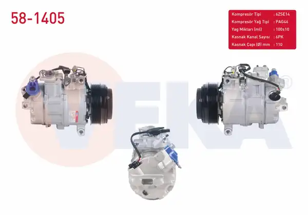VEKA 58-1405 | Klima Kompresörü 6pk 110mm Bmw 1 Serisi