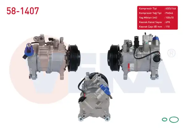 VEKA 58-1407 | Klima Kompresörü 6pk 110mm Bmw 3 Serisi