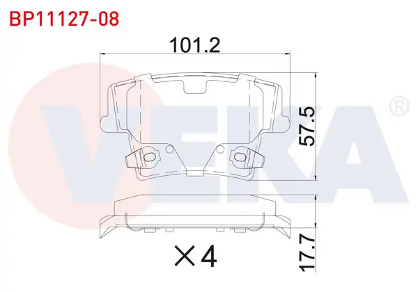 VEKA BP11127-08 | Fren Balata Arka Ikazlı Chrysler 300C 2004-/ Lancıa Thema (Lx) 3.0 2011-2014