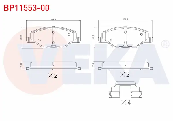 VEKA BP11553-00 | Fren Balata Ön Skoda Fabia II 1.2 2006-2015 / 1.2 TSI 2006-2015 / 1.4 2006-2015 / 1.6 2006-2015
