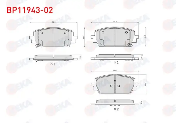 VEKA BP11943-02 | Fren Balata Ön Ikazlı Hyundai Santa Fe 1.6 T-GDI-2.2 CRDI 2020-/ Kia Sorento 2.2 CRDI 2020 -