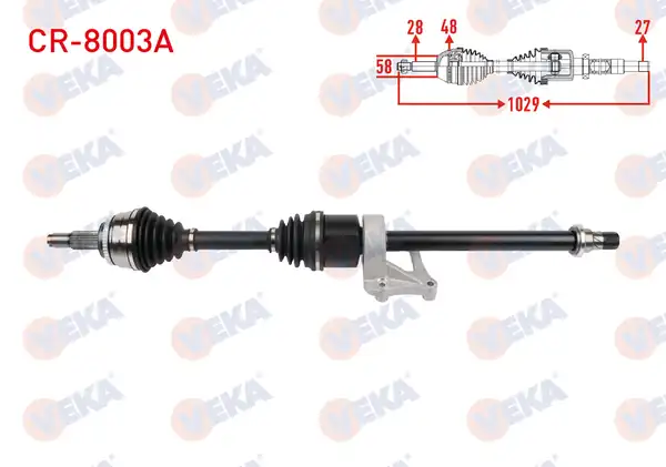 Veka Cr 8003a Komple Aks Sağ Ön ABS li 48 Dış Uzunluk 1029mm Chery Tıggo 8 Pro 1 6 T GDI
