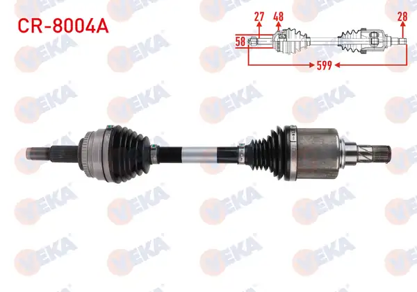 Veka Cr 8004a Komple Aks Sol Ön ABS li 48 Dış Uzunluk 599mm Chery Tıggo 7 Pro