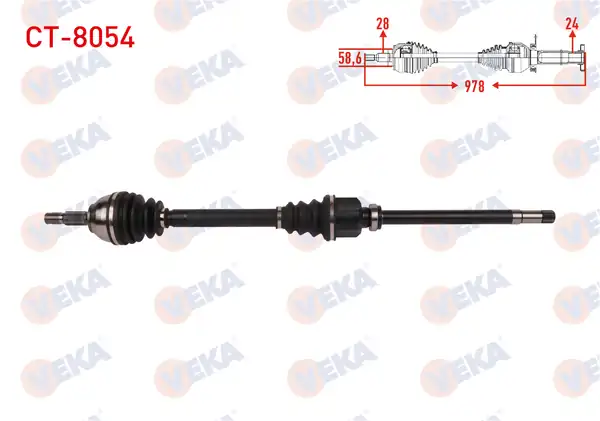 Veka Ct 8054 Komple Aks Sağ Ön Uzunluk 978mm Citroen C5 III 1 6 Hdi A T 2008 2015 Peugeot 508 1 6 Thp A T 2010