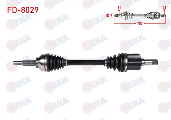 VEKA FD-8029 | Komple Aks Sol Ön Uzunluk 752mm Ford Tourneo Custom (V362) Kısa şase 2.2 TDCI 155 Hp 2012 -