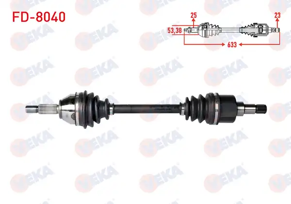 VEKA FD-8040 | Komple Aks Sol Ön Ford Focus I (Daw,Dbw) 1.4İ 16V Uzunluk 633 mm 1998-2004