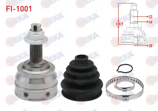 Veka Fi 1001 Aks Kafası Sol Sağ Ön Dış 22x20x46 Uzunluk 130 9 mm Fiat Tempra 1 4i 1992 1999 Panda 1 4 2003 2012