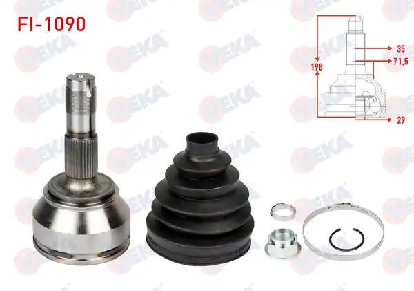 Veka Fi 1090 Aks Kafası Sol Sağ Ön Dış Thermoplastik Körüklü Fiat Ducato 250 2 3 Mjt İçten Sekmanlı 35x29x71 5 Uzunluk 198 mm 2006 2014