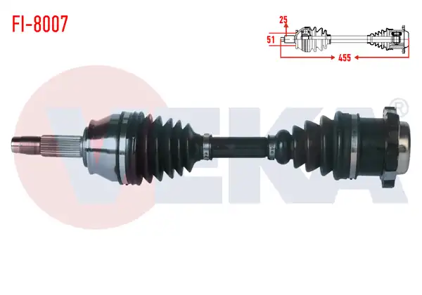 VEKA FI-8007 | Komple Aks Sol Ön Fiat Albea 1.3 Mjt (6 Civatalı) Uzunluk 455mm 2003-2007