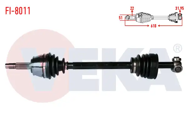 VEKA FI-8011 | Komple Aks Sol Ön Fiat Doblo (119,223) 1.9 D Uzunluk 618 mm 2001-2010