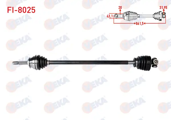 Veka Fi 8025 Komple Aks Sağ Ön Fiat Uno 70 1 4i Uzunluk 861 5 mm 1994 2000