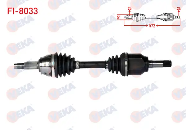 Veka Fi 8033 Komple Aks Sol Ön Uzunluk 572mm Fiat Albea 1 3 Mjt 2007