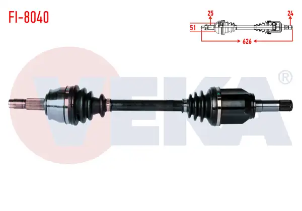 VEKA FI-8040 | Komple Aks Sol Ön Fiat Grande Punto (199) 1.3 Mjt 75 Hp Uzunluk 626mm 2012 -