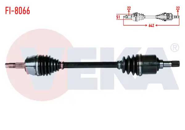 VEKA FI-8066 | Komple Aks Sol Ön Uzunluk 642mm Fiat Linea
