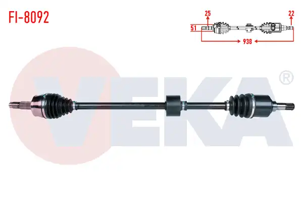 Veka Fi 8092 Komple Aks Sağ Ön Fiat Stilo 192 1 6 16v M T Uzunluk 938mm 2001 2010