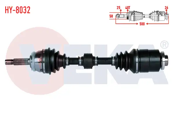 VEKA HY-8032 | Komple Aks Sağ On Hyundai Accent Era 1.5 CRDI ABS li 48 Dıs Uzunluk 588mm 2006-2012 / Kia Rio II (Jb) 1.5 CRDI 2005-2011