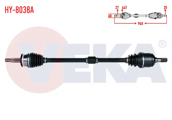 Veka Hy_ 8038a Komple Aks Sağ Ön Hyundai Elantra 1 6i A T ABS li 44 Dış Uzunluk 940mm 2001 2007