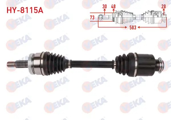 Veka Hy_ 8115a Komple Aks Sağ Ön ABS li 48 Dış Uzunluk 583mm Hyundai Tucson 2 0 CRDI Hybrid A T 2015 2020 Kia Sportage IV 2 0 CRDI A T 2018 2022