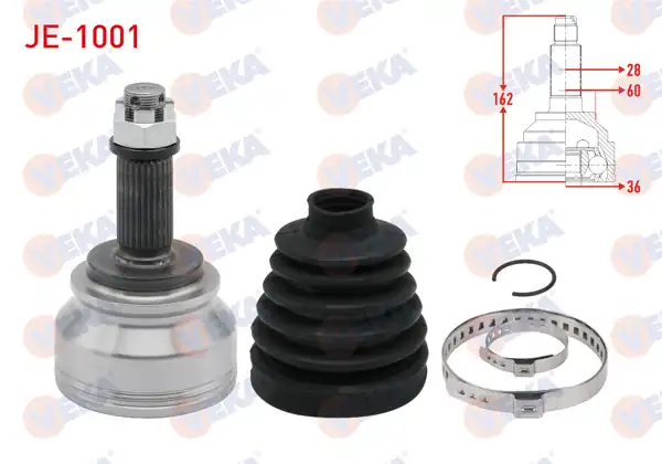 VEKA JE-1001 | Aks Kafası Sol-Sağ On Dıs 28X36x60 Uzunluk 162mm Jeep Compass 2.0 CRDI 2006-/ Patrıot 2.0 CRDI 2007 -