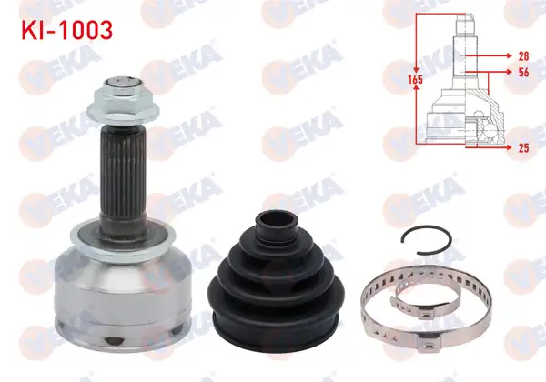 VEKA KI-1003 | Aks Kafası Sol-Sağ On Dıs Kia Sorento I (Jc) 2.5 CRDI 28X25x56 Uzunluk 165mm 2002-2009