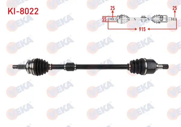 Veka Ki 8022 Komple Aks Sağ Ön Uzunluk 915mm Kia Stonıc 1 0 T GDI 6 M T 2017