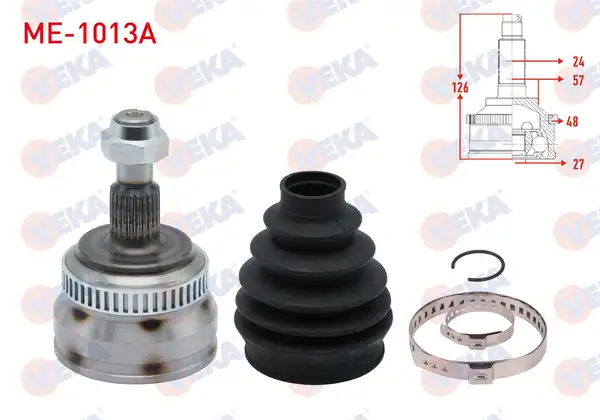 VEKA ME-1013A | Aks Kafası Sol-Sağ Dıs Mercedes A Serisi (W168) A 190 M-T ABS li 48 Dıs 24X27x57 Uzunluk 126 mm 1997-2004
