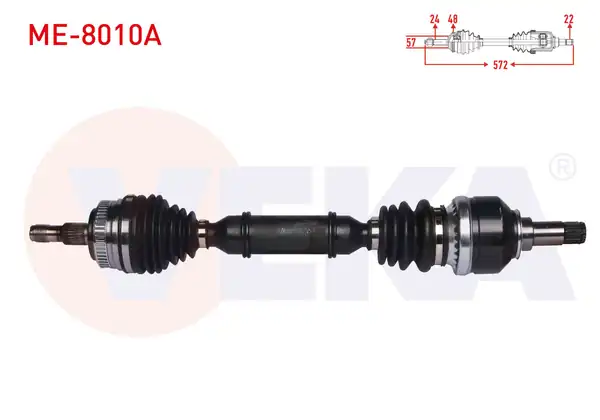 VEKA ME-8010A | Komple Aks Sol Ön ABS li 48 Dıs Uzunluk 572 mm Mercedes A Serisi (W168) A 160 A-T / M-T 1997-2004 / Vaneo (414) 1.7 CDI M-T 2002-2005