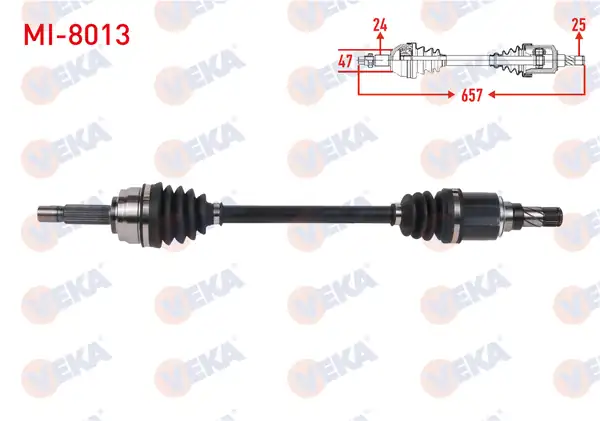 Veka Mı 8013 Komple Aks Sol Ön Uzunluk 657mm Mitsubishi Attrage 1 2 2013 Space Star 1 2 2012