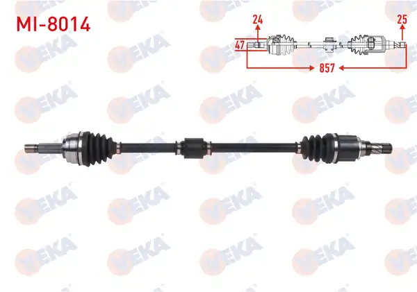 Veka Mı 8014 Komple Aks Sağ Ön Uzunluk 857mm Mitsubishi Attrage 1 2 2013 Space Star 1 2 2012