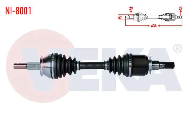 Veka Ni 8001 Komple Aks Sol Sağ Ön Uzunluk 634mm Nissan Navara D40 2 5 dCi 4x4 A T M T 2005 2015