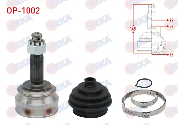 Veka Op 1002 Aks Kafası Sol Sağ Ön Dış Opel Ascona C 1 3 22x22x52 Uzunluk 145 mm 1981 1988