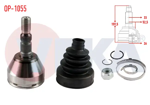 VEKA OP-1055 | Aks Kafası Sol-Sağ On Dıs Opel Astra H 1.9 CDTI 33X26x52,5 Uzunluk 159,5 mm 2004-2010