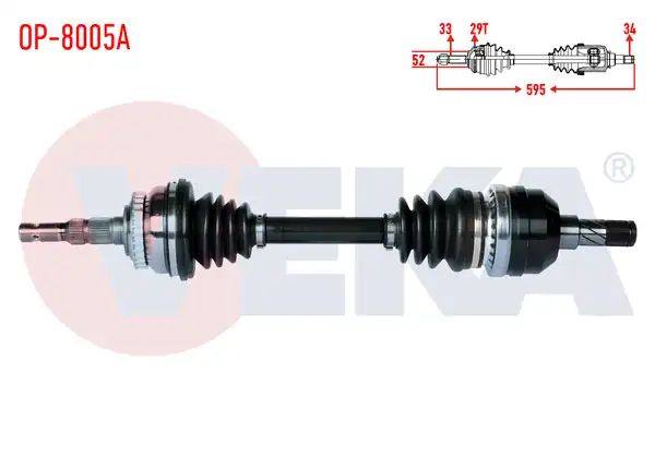 Veka Op 8005a Komple Aks Sol Ön Opel Vectra B 2 0i ABS li 29 Dış Uzunluk 595mm 1995 2003