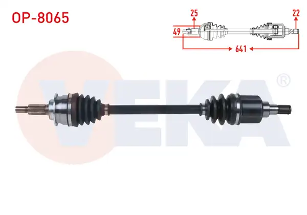 Veka Op 8065 Komple Aks Sol Ön Uzunluk 641mm Opel Agila B 1 2 M T 2007 Suzuki Splash 1 2 M T 2008
