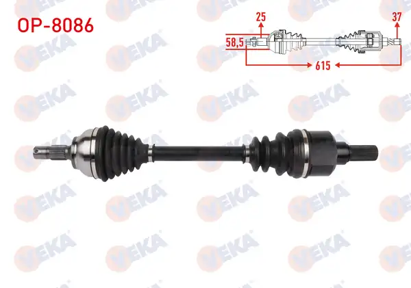 Veka Op 8086 Komple Aks Sol Ön Uzunluk 615mm Opel Crossland X 1 2 2017 Citroen C3 Aircross II 1 2 2017