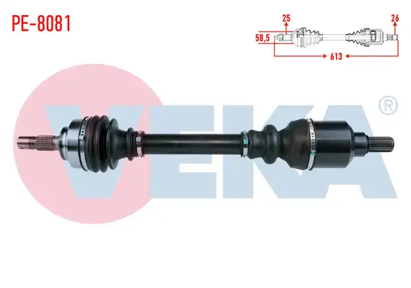VEKA PE-8081 | Komple Aks Sol Ön Peugeot 307 (3A / C) 1.6 A-T Uzunluk 613mm 2000-2007