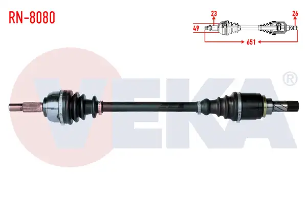 VEKA RN-8080 | Komple Aks Sol Ön Renault Clio III (Br0 / 1,Cr0 / 1) 1.2İ 16V Uzunluk 651mm 2005-2012