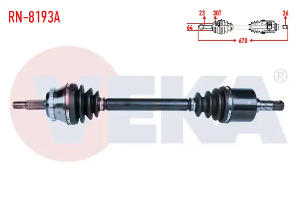 Veka RN 8193a Komple Aks Sol Ön Renault Safrane II B54_ 2 0 16v ABS li 30 Dış Uzunluk 670mm 1996 2000