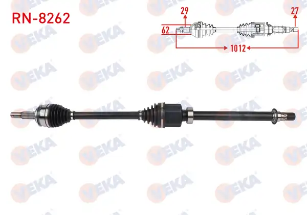 Veka RN 8262 Komple Aks Sağ Ön Uzunluk 1012mm 7 Vites Çift Kavrama Renault Kadjar 1 5 Bluedci 2018 Nissan Qashqai II 1 5 dCi 2018