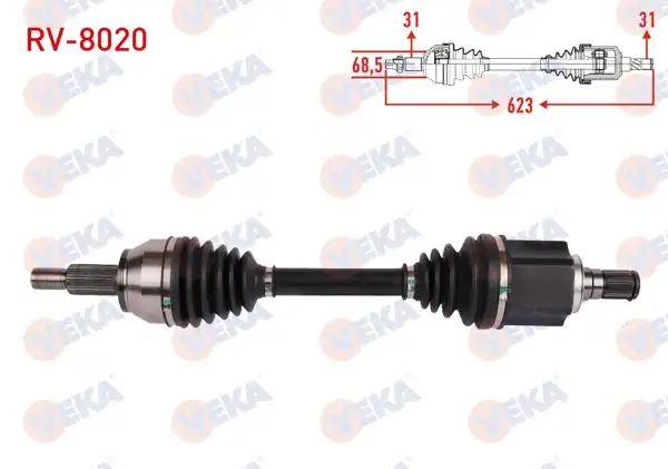 VEKA RV-8020 | Komple Aks Sol Ön Uzunluk 623mm Land Rover Evoque 2.0 4X4 A-T 2011-2019